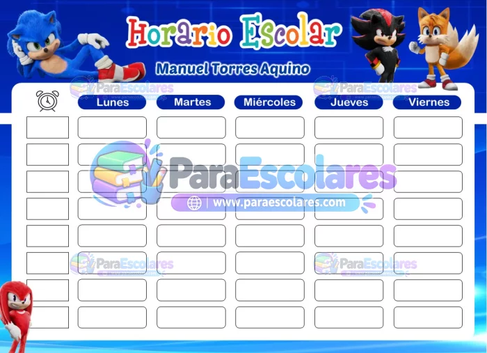 Sonic Horario Escolar